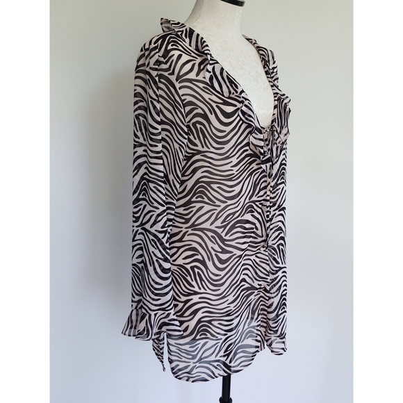 Victoria’s Secret Pink & Black Zebra Print Long Sleeve Pajama Top Sheer Size Med - Picture 3 of 14